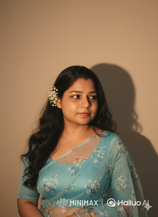 Contemplative Young Woman in Gentle Light with Floral Dress