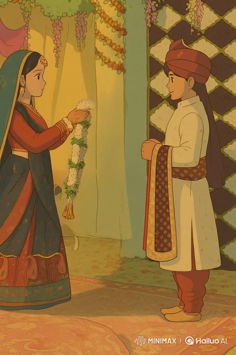 Traditional Wedding Ceremony: Bride and Groom Exchange Garlands
