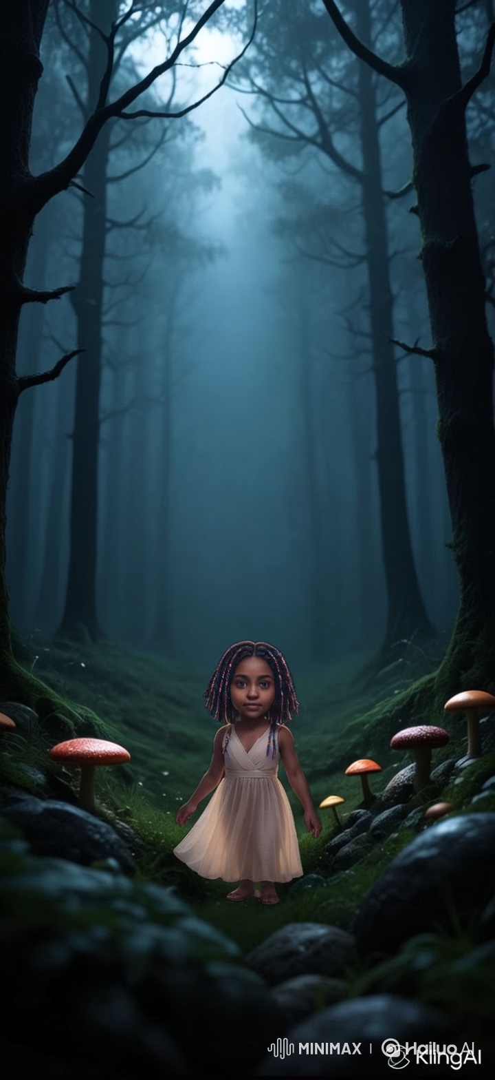 Transformation of a Girl into a Winged Woman in a Forest