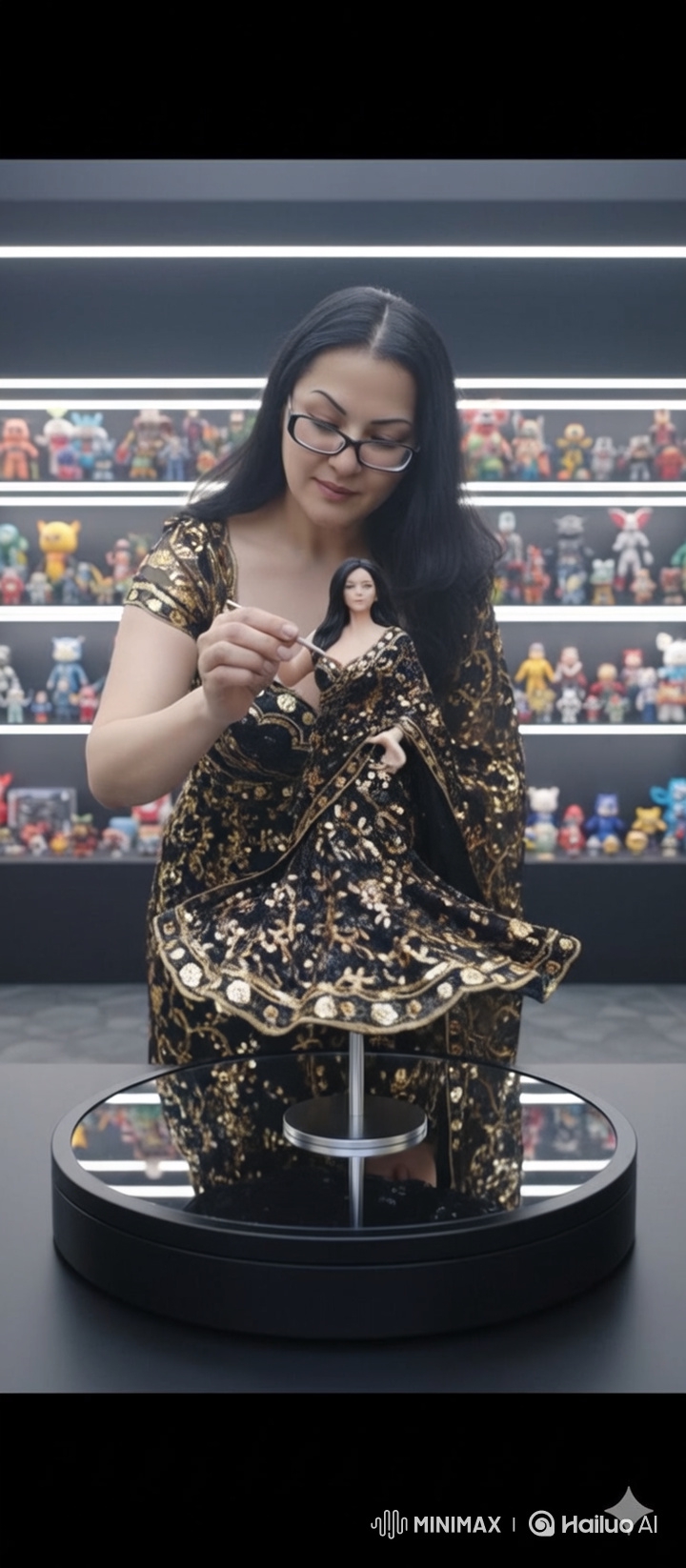 Woman Crafts Miniature Self-Portrait in Elegant Sari