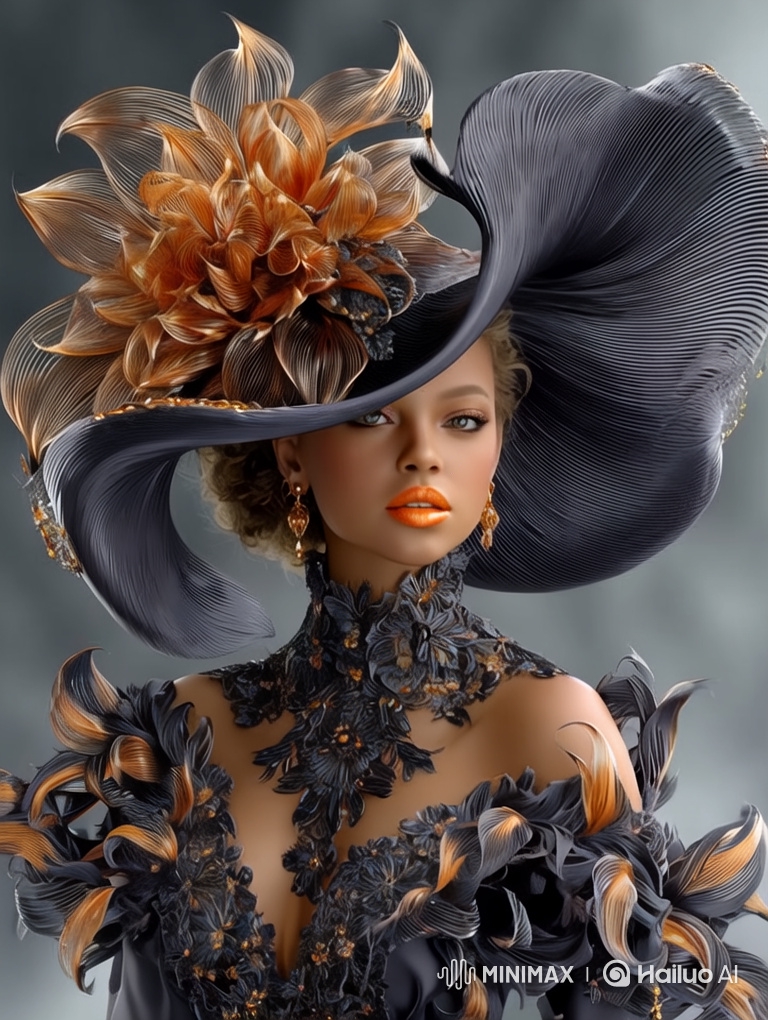 Woman's Fashion Transformation with Hat and Dress Design