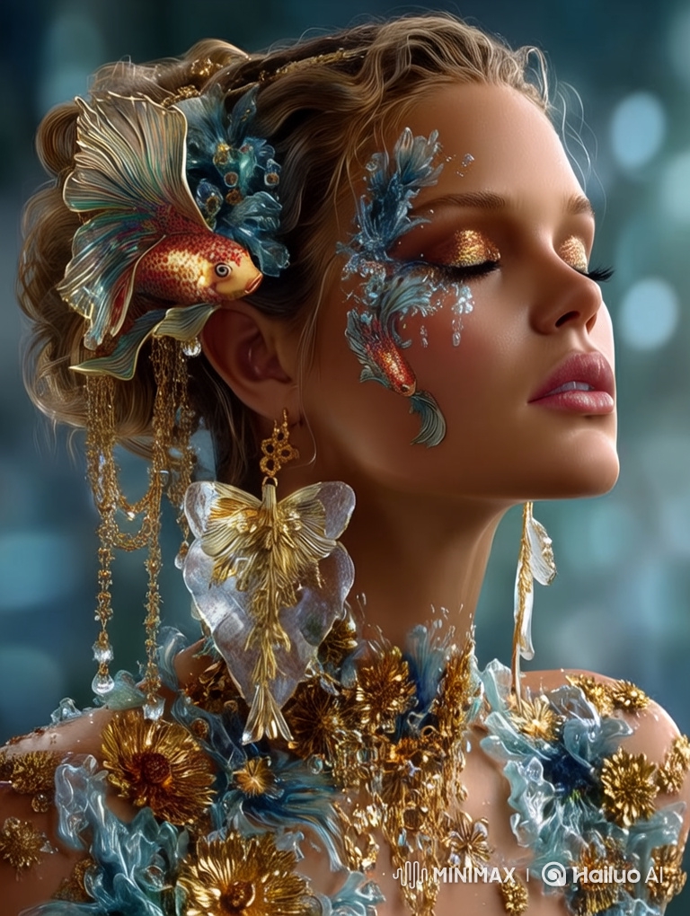 Enchanted Woman: Serene Turn with Ethereal Beauty