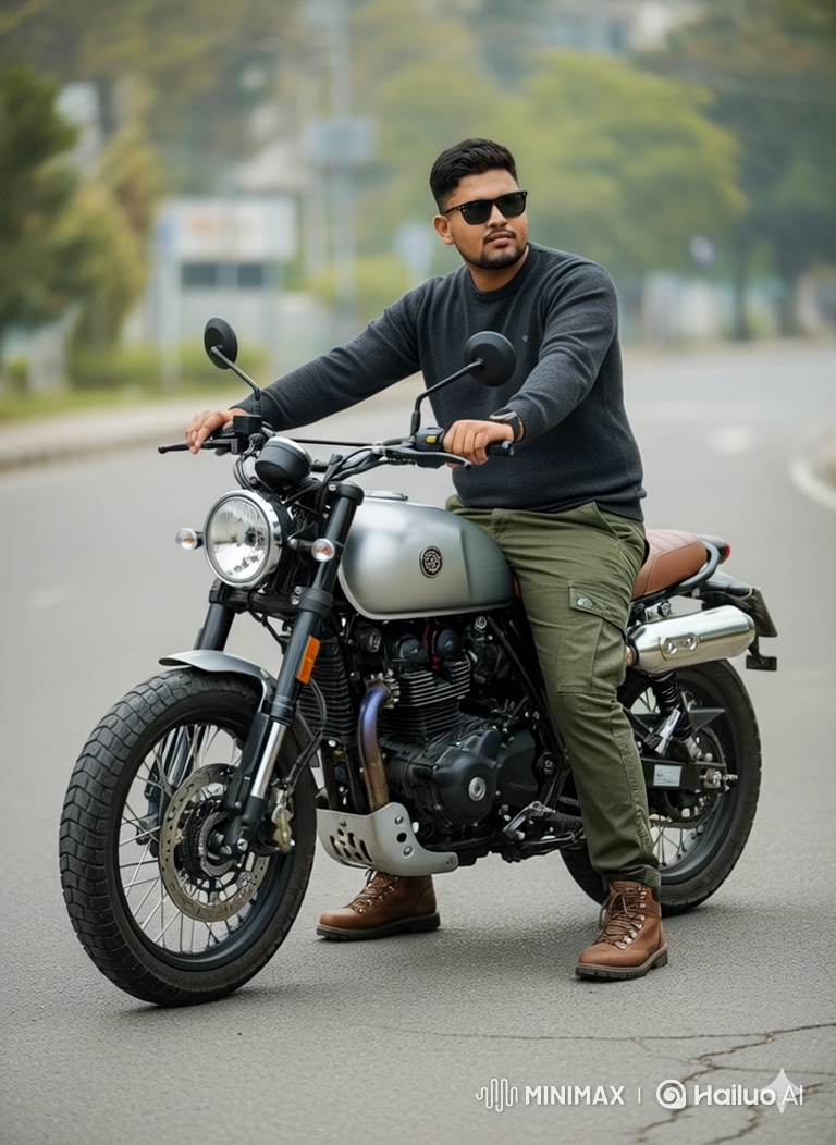 Man on Motorcycle Amidst Dramatic Explosion
