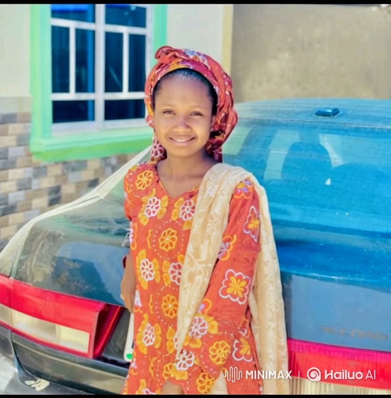 Young Woman in Orange-Red Dress Smiles Warmly Outdoors