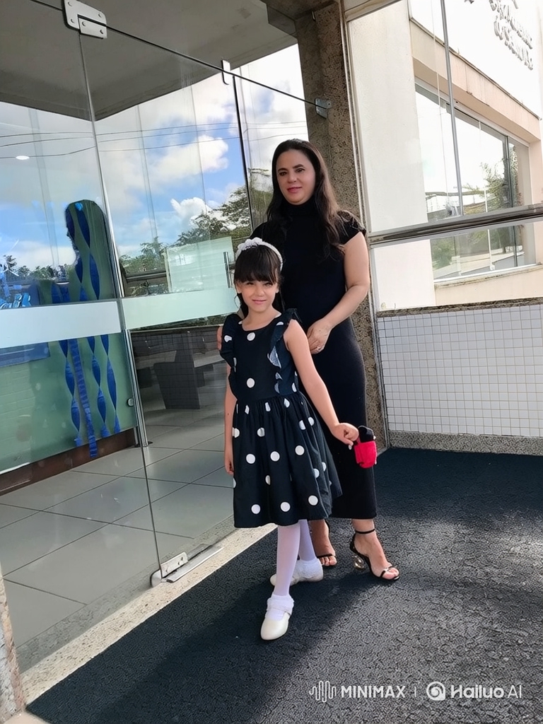 Woman and Girl Pose Outdoors with Gentle Smiles