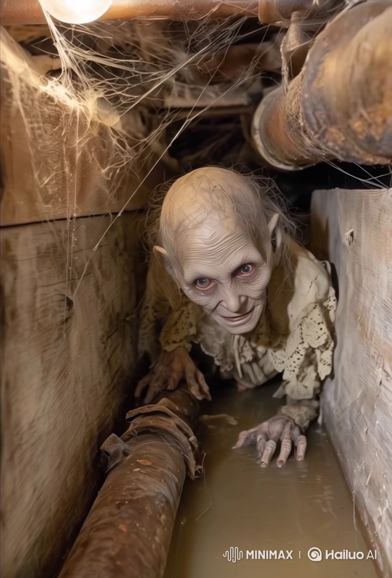 Horror Scene: Creeping Creature Morphs in Abandoned Warehouse