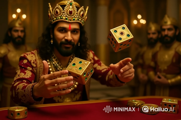 Royal Gambler Throws Dice in Dynamic Scene