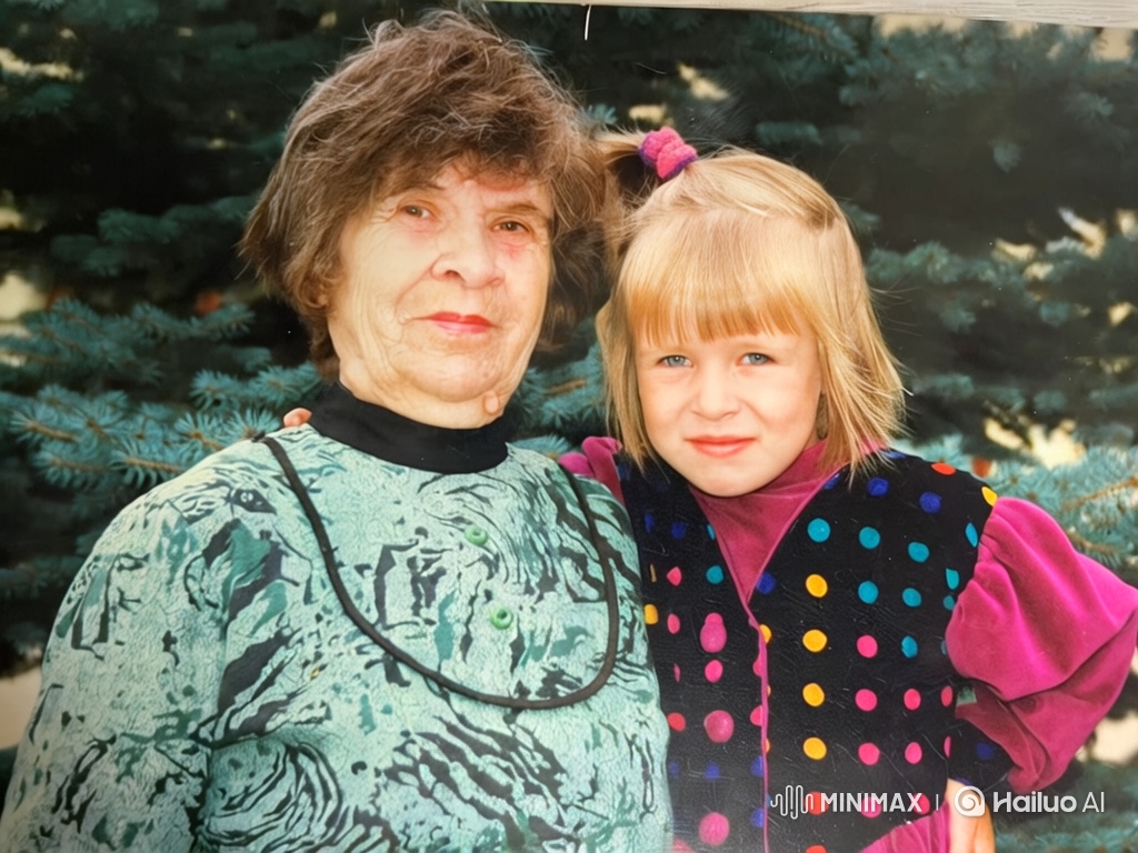 Elderly Woman and Young Girl Share Heartfelt Embrace