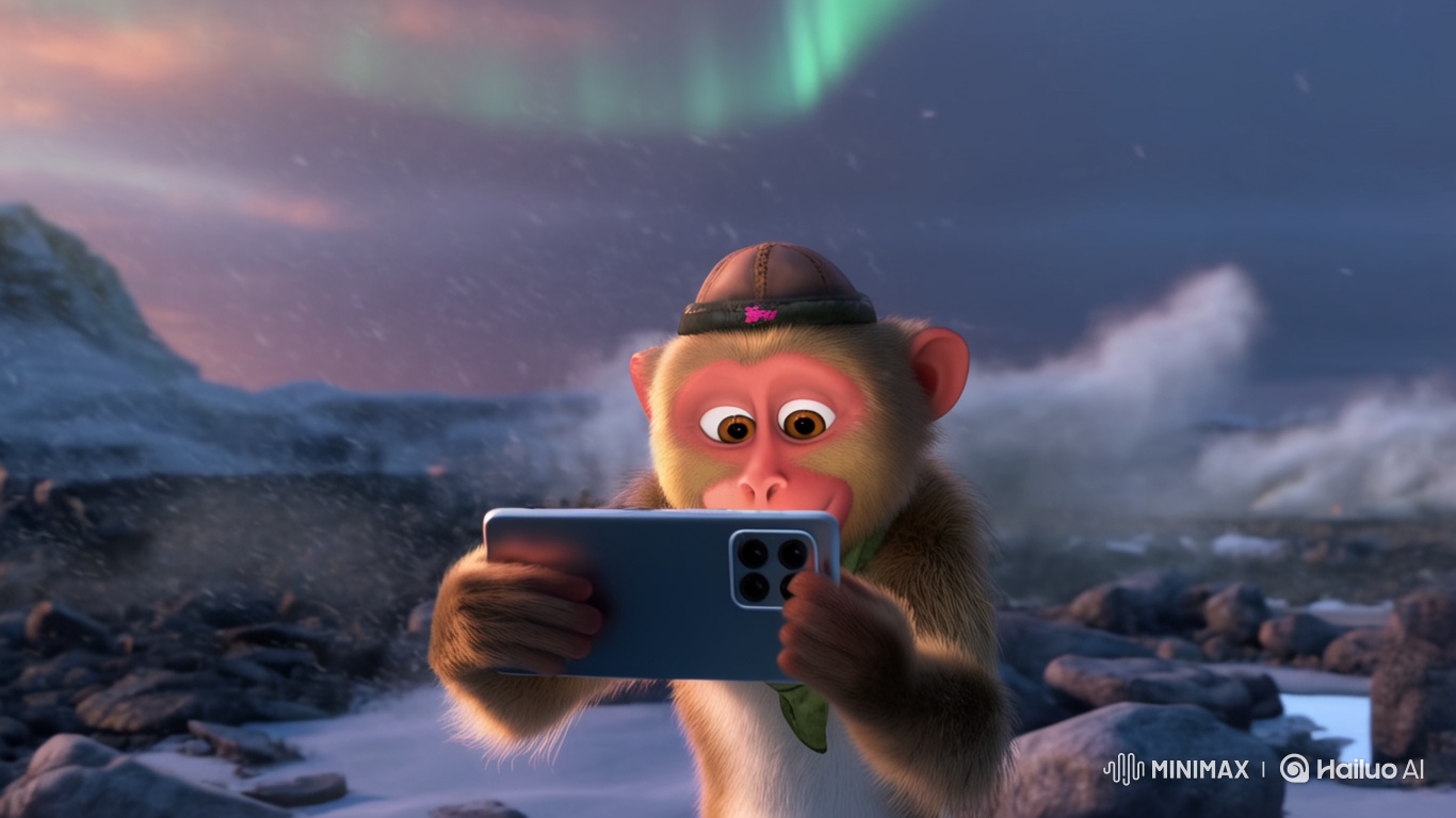 Monkey Vlogs in Dramatic Iceland Landscape