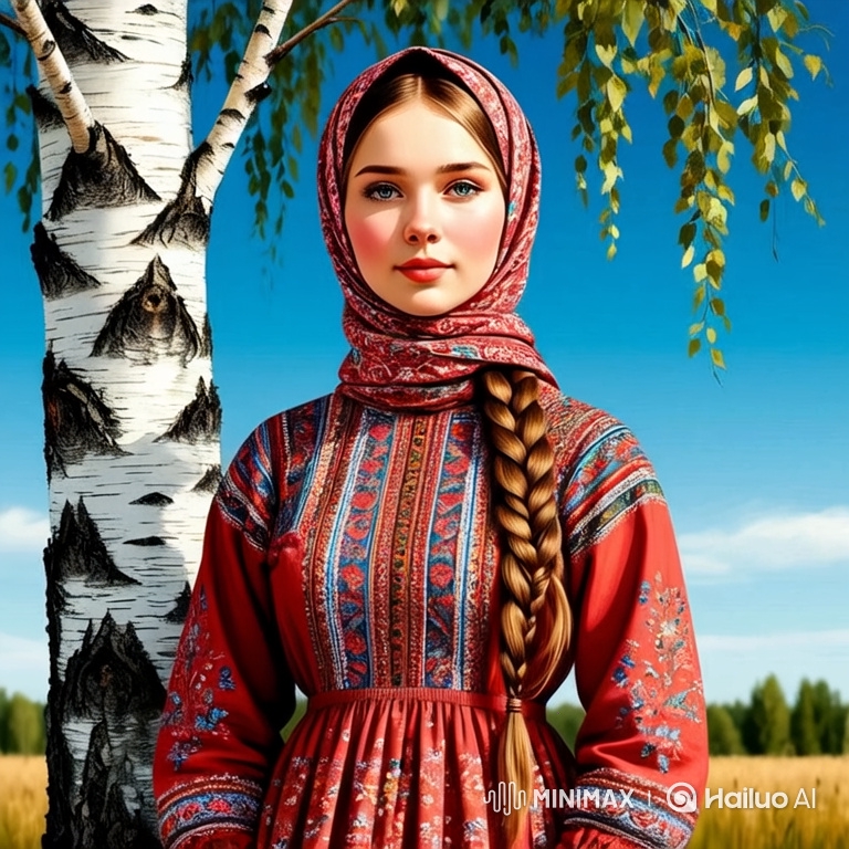 Young Woman in Red Dress Admires Golden Summer Field