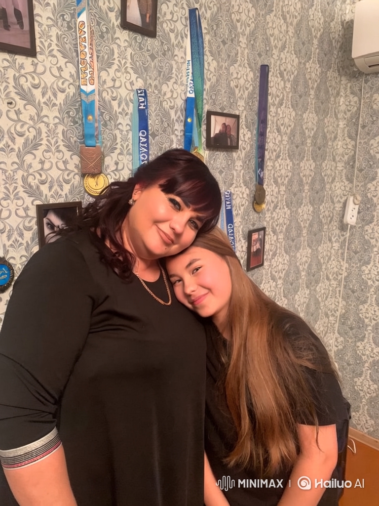 Woman and Girl Share Intimate Embrace