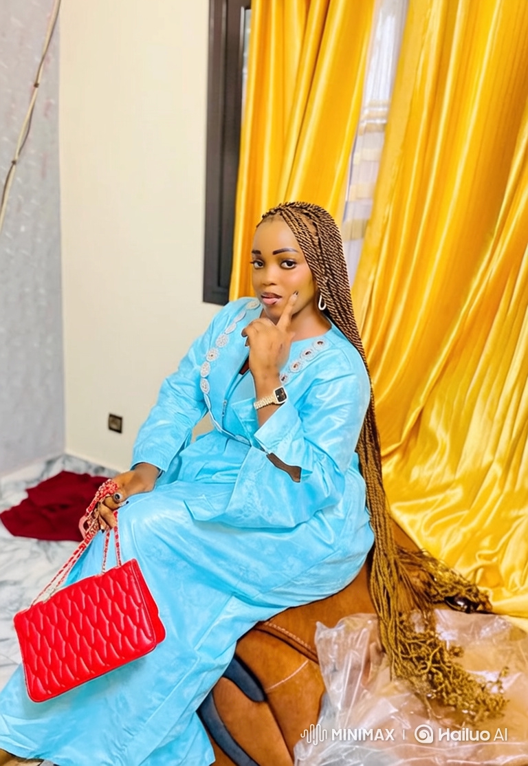 Graceful Woman in Light Blue Dress with Playful to Serene Pose