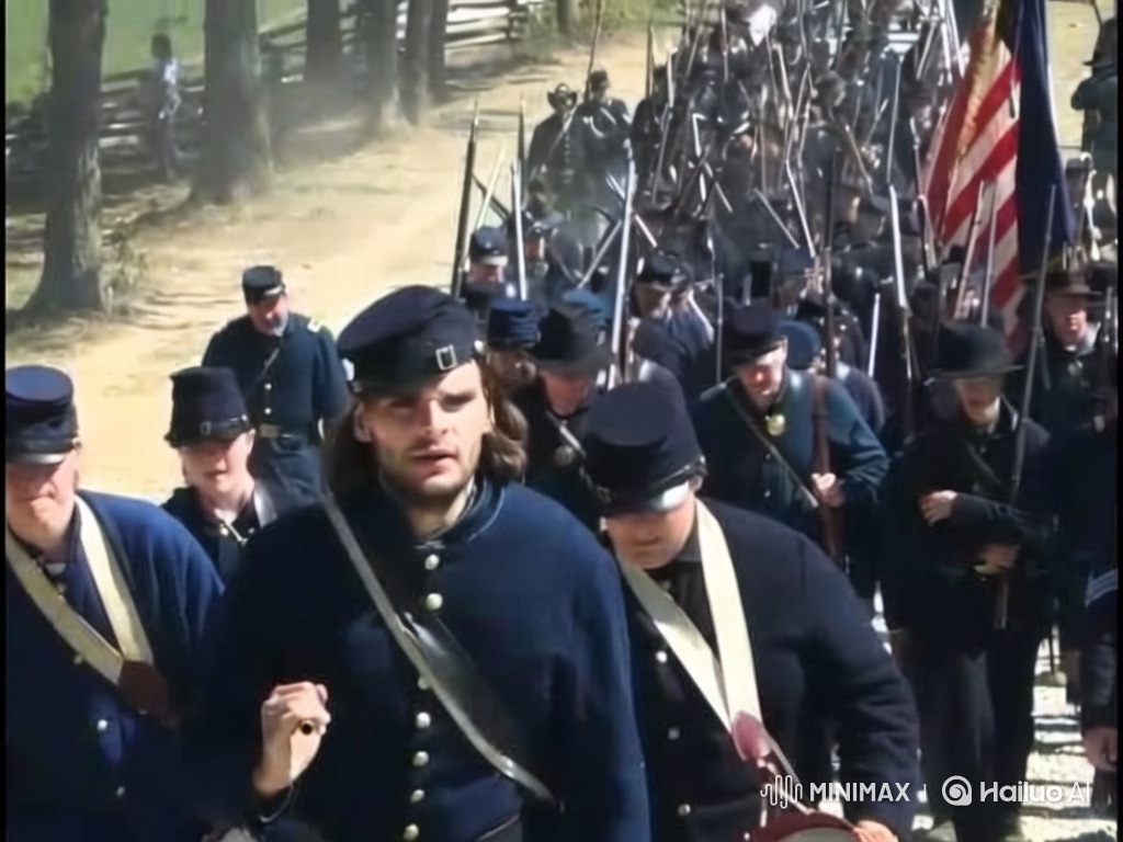 American Civil War Troops Advance in Formation