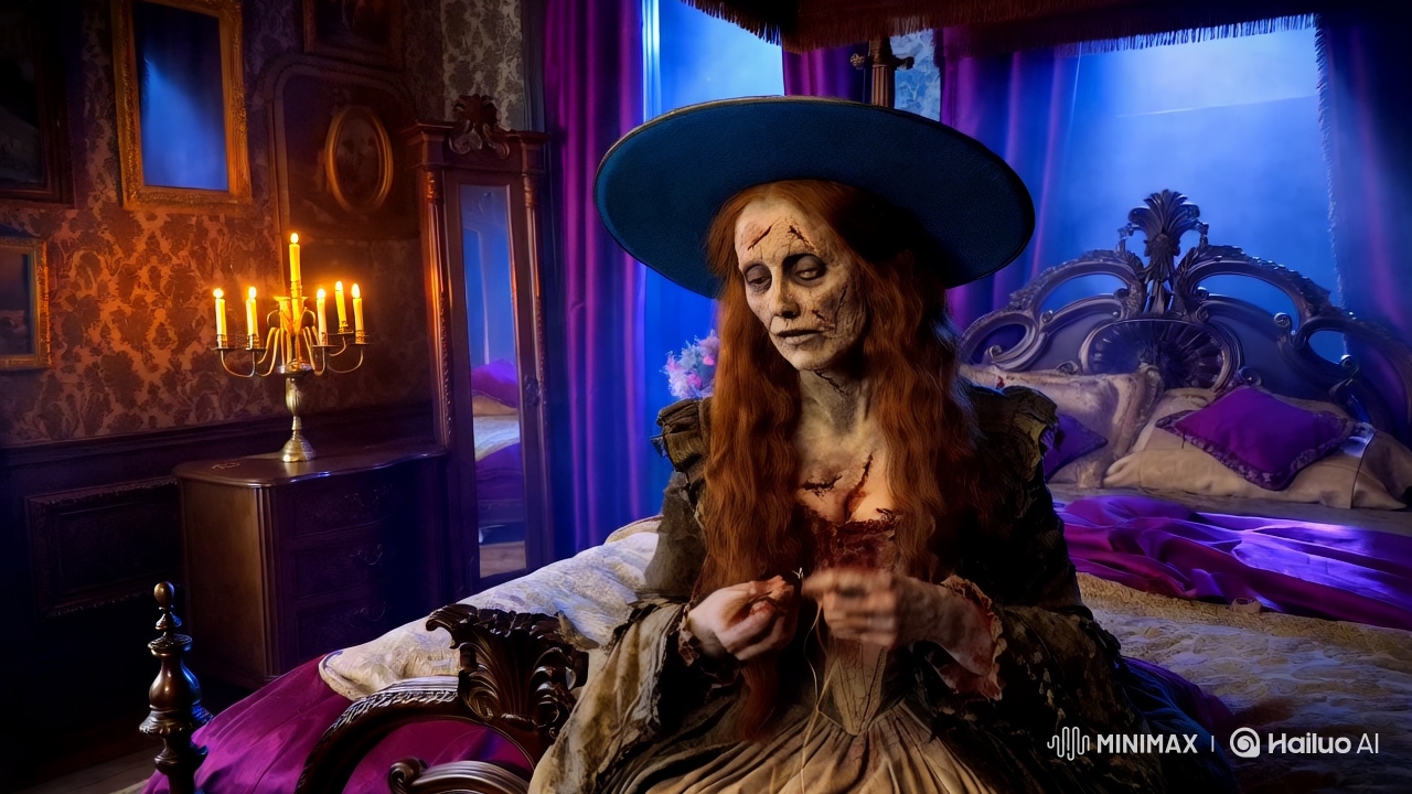 Victorian Noble Lady in Haunted Mansion's Eerie 8K Cinematic Scene