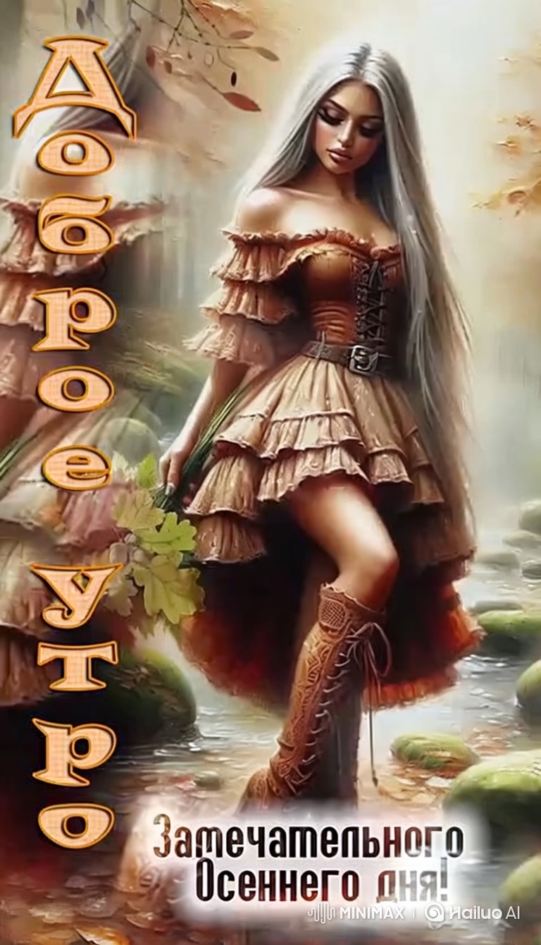 Fantasy Dress Woman in Autumn Stream