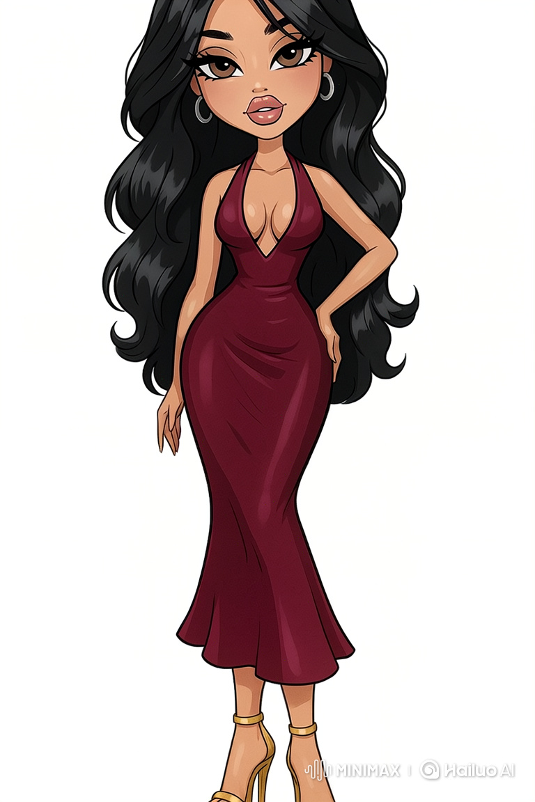 Stylized Woman in Red Dress with Silent Speech