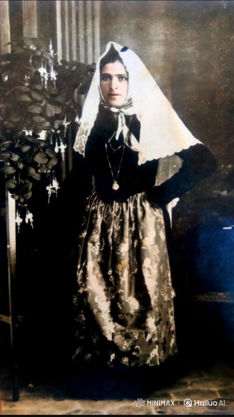 Vintage-Style Portrait of a Woman in Traditional Attire