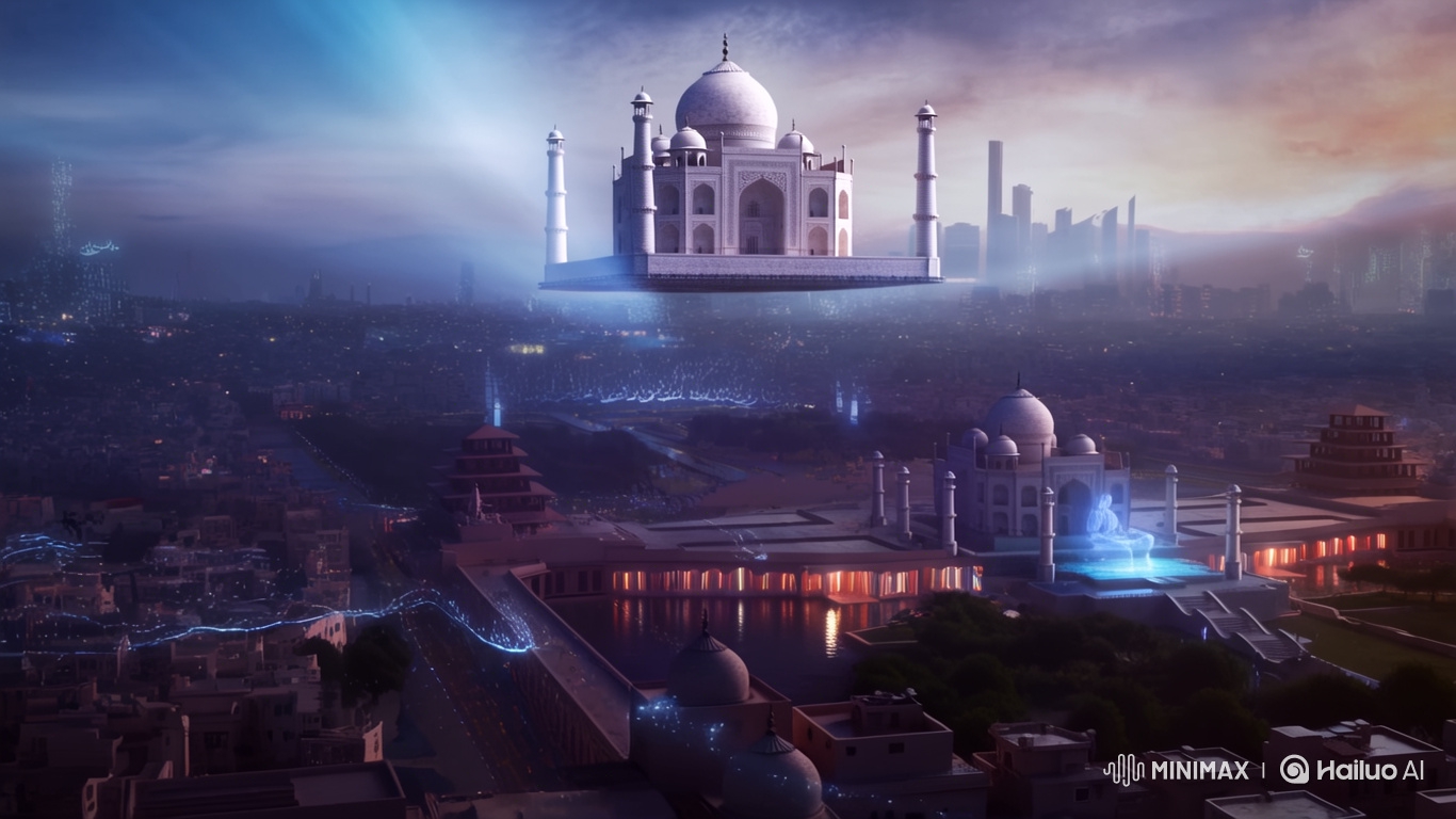 Futuristic Mughal Empire with AI Emperor in 2025