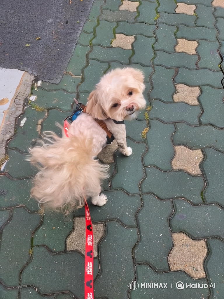 Magical Floating Dog in Dreamy Sky to Sidewalk Landing