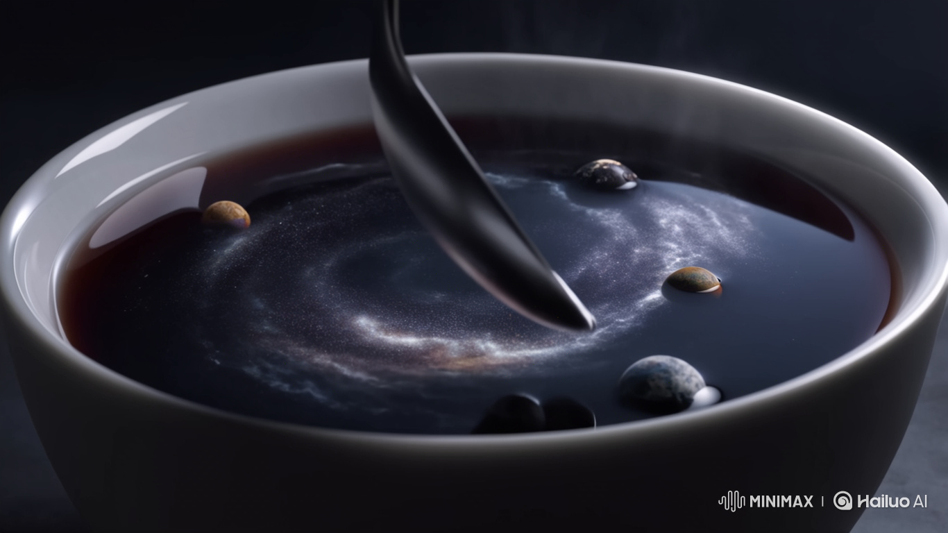 Cosmic Liquid Stirred in Photorealistic Soup Bowl