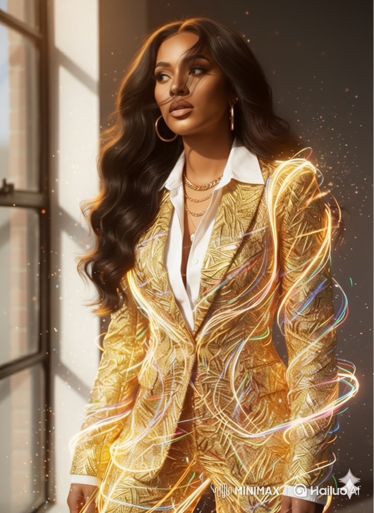 Magical Fashion Model Showcases Elegant Pantsuit