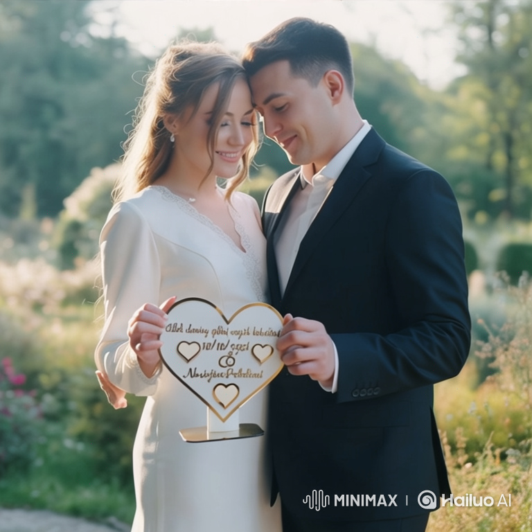 Sunset Garden Moment: Newlywed's Tender Love