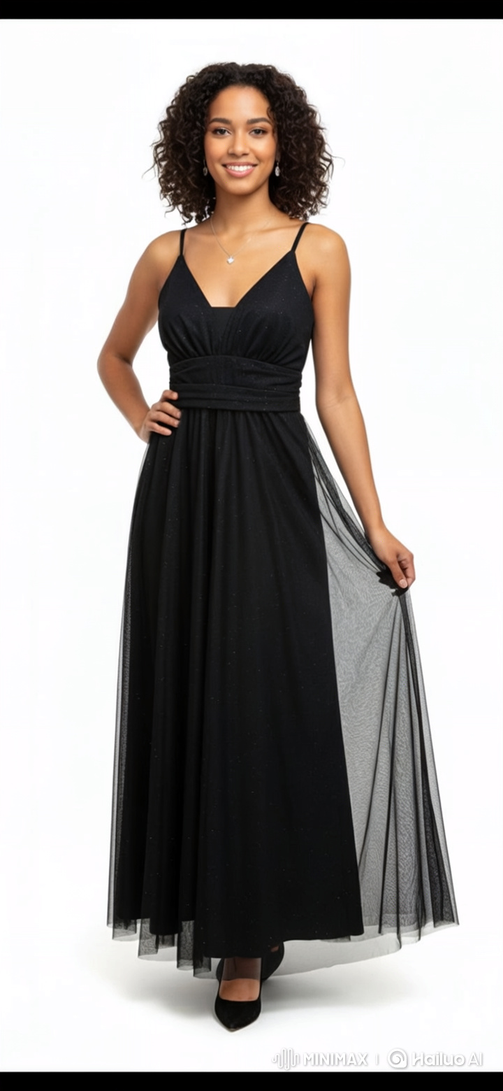 Graceful Model in Sparkling Gown: Studio Photo Shoot