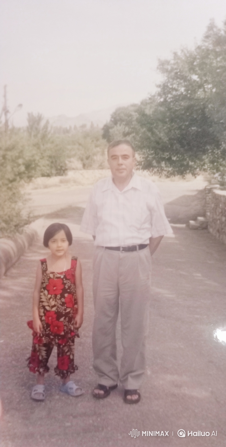 Father and Daughter's Journey Down a Sunlit Road