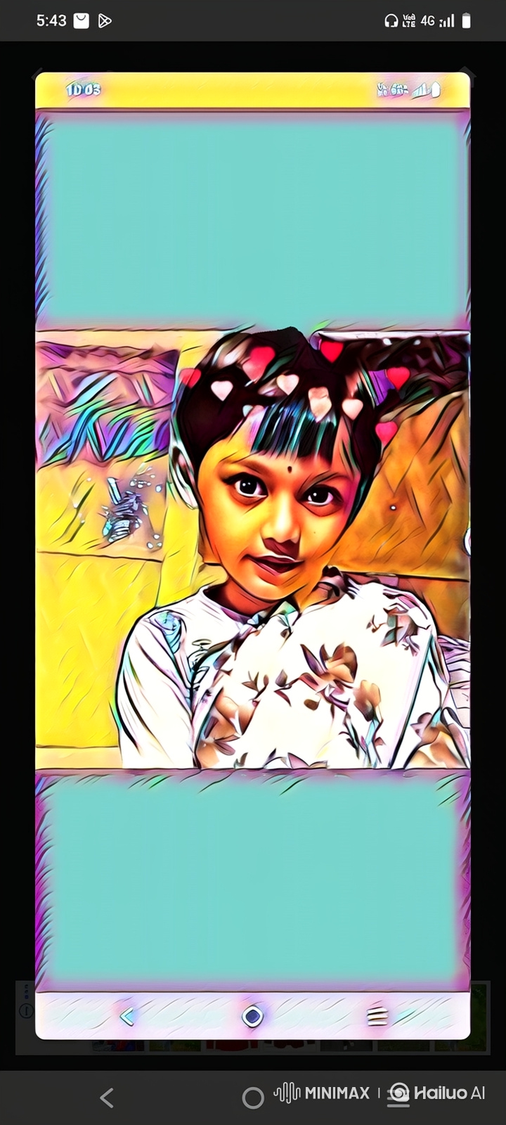 Animated Portrait of a Gentle Girl with Heartbeat Details