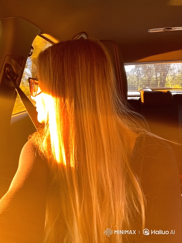 Golden Hour Portrait: Young Woman in Car