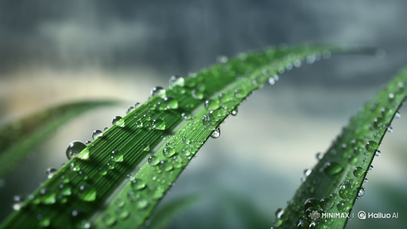 Ultra-Realistic Macro: Rain on Dewy Grass in Slow-Motion
