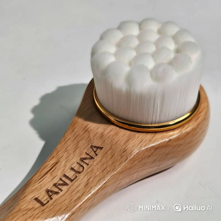 Water Drop Falls on LANLUNA Facial Brush in Slow Motion