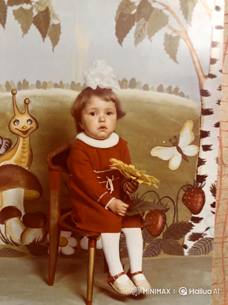 Vintage Portrait of a Curious Girl in a Whimsical Setting