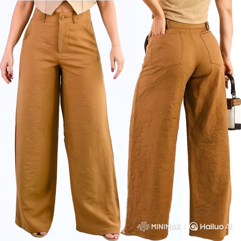 Fashion Model Showcases Stylish Wide-Leg Pants