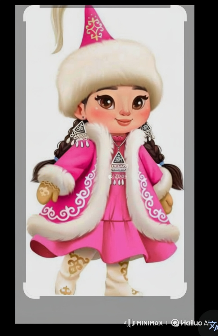 Animated Portrait of a Graceful, Vibrantly Dressed Young Girl