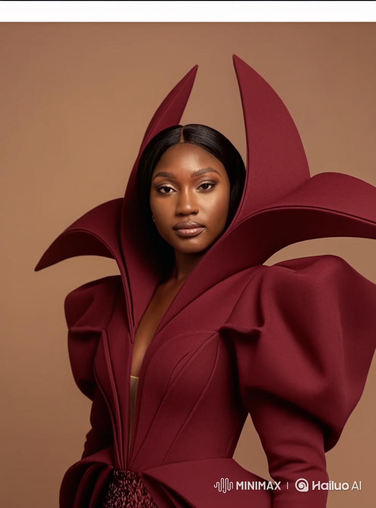 Woman in Dramatic Gown Showcases Elegant Pose