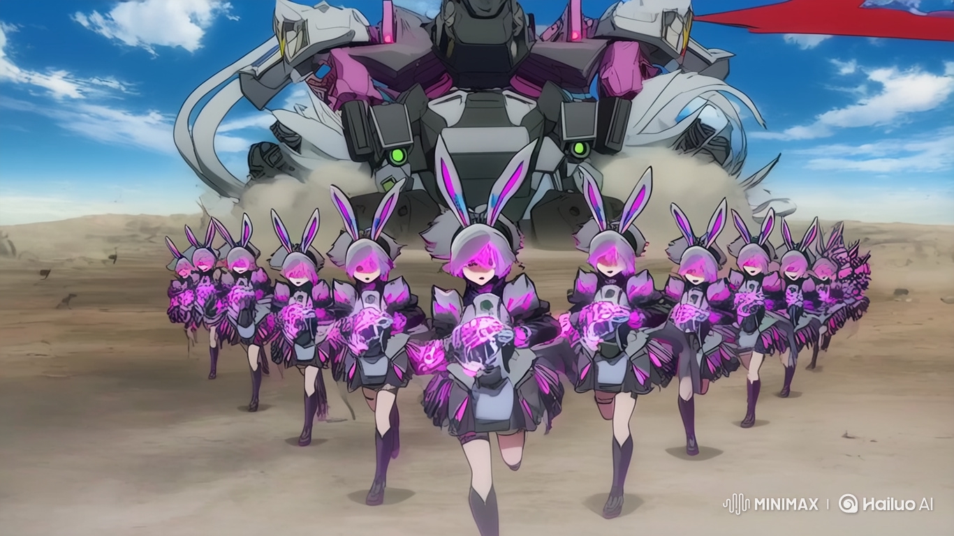 Bunny Girls in Mecha Armor Defeat Giant Enemy