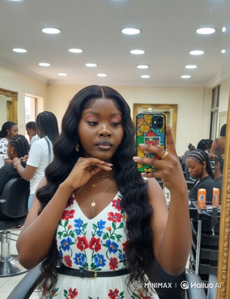 Young Woman's Hairstyle Transformation in Salon