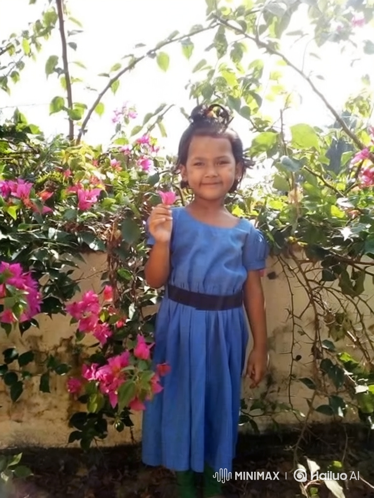 Family Portrait: Girl with Parents in Sunlit Garden