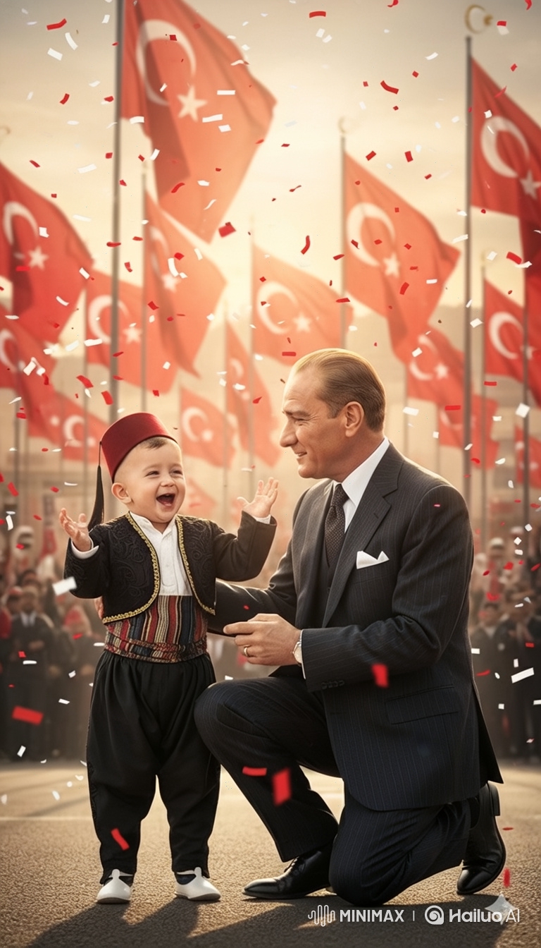 Father and Child Embrace in Festive Setting