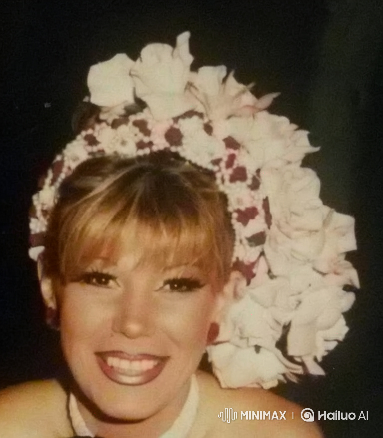 Close-up Portrait of a Woman with a Floral Headpiece