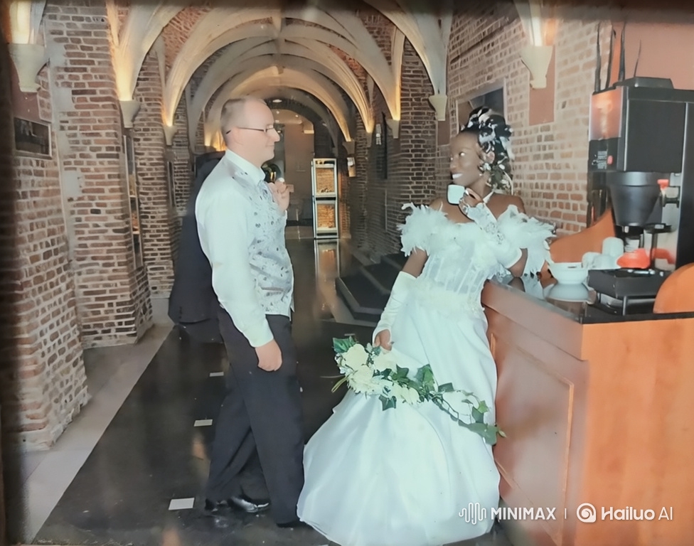 Wedding Couple Dancing Gracefully in Hallway