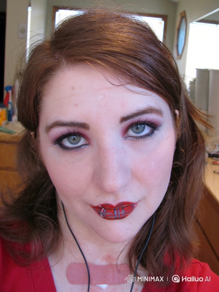 Young Woman with Bold Makeup Holds Steady Gaze