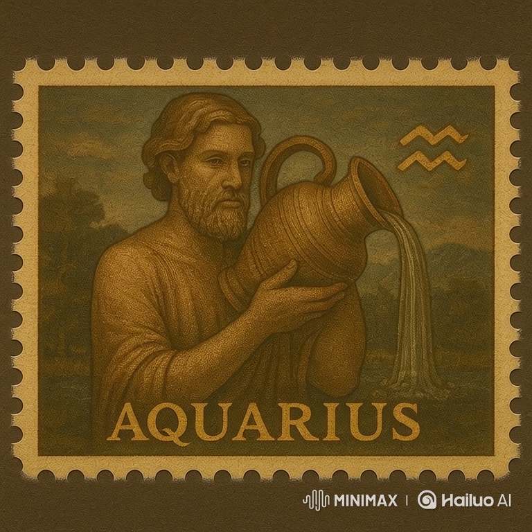 Vintage Stamp: Aquarius Water Flow Animation