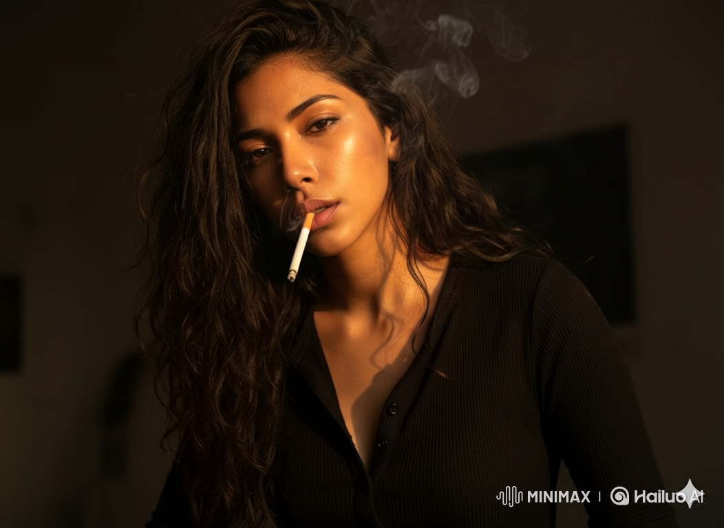 Intimate Portrait of a Woman Smoking