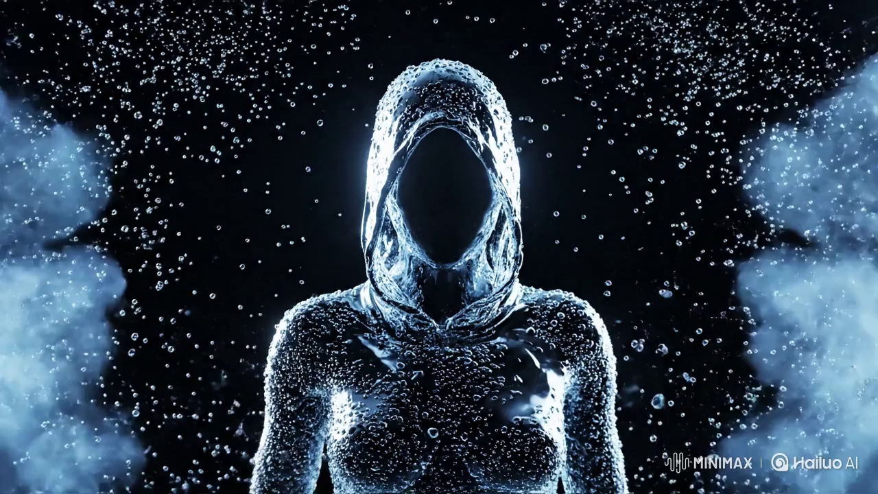 Liquid Figure Emerges in Cinematic 3D with Realistic Touch Effect