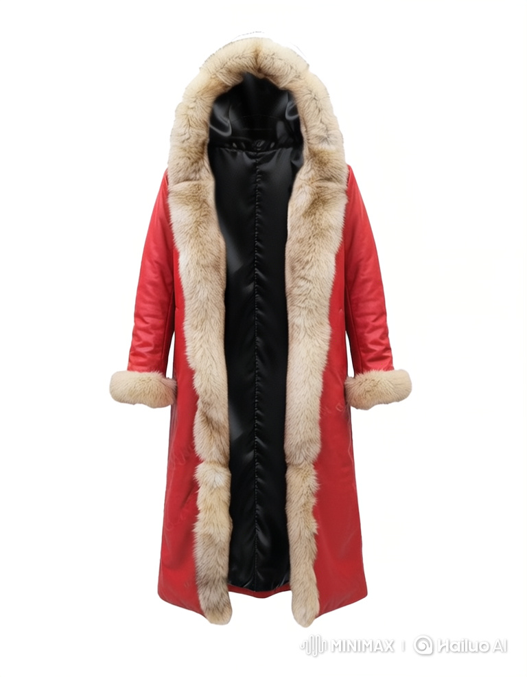 Luxurious Red Coat with Fur Trim: A Cinematic Showcase