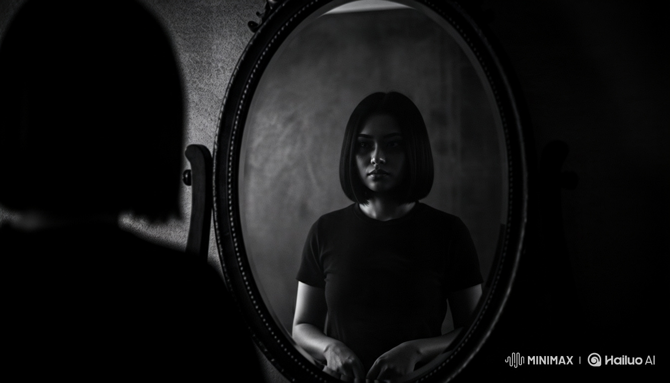 Mysterious Woman Reflects in Slow Motion