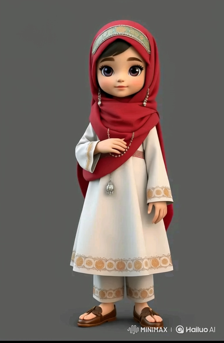 Animated Oman Portrait: Girl, Sky, and Heritage