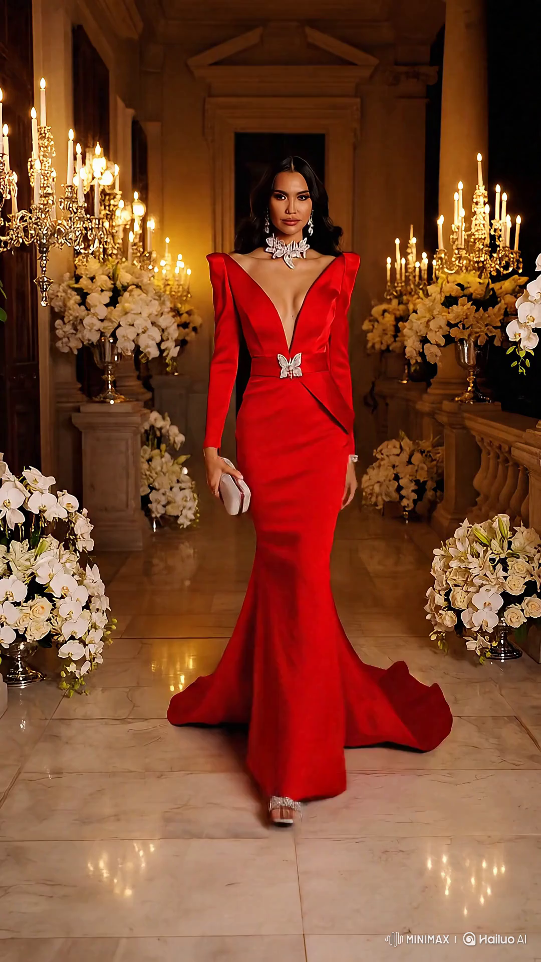 High Fashion Model in Luxurious Mansion Setting
